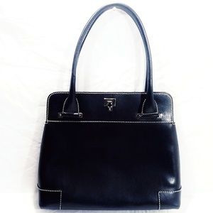 Lambertson Truex Black Leather Boxcar Satchel Bag